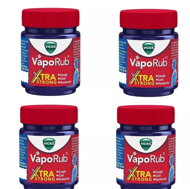 PACK DE 4 Vicks VapoRub ungüento alivio del dolor de cabeza, tos, dolores 25 ml