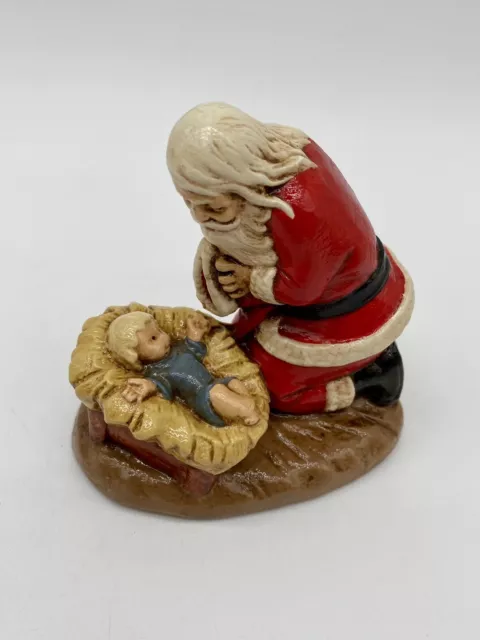 VTG Christmas Fontanini STYLE Chalkware Santa Prays Kneeling Baby Jesus Nativity