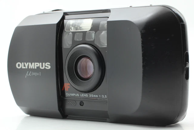 [Near MINT] Olympus μ mju Black 35mm f3.5 Point & Shoot Film Camera From JAPAN