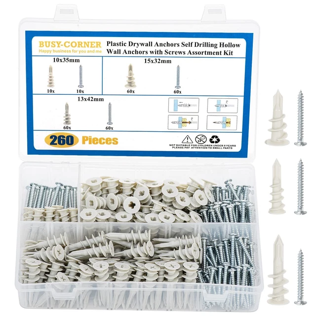 Drywall Anchors Self Drilling Hollow Wall Anchors with Screws, Pre Drill Hole...