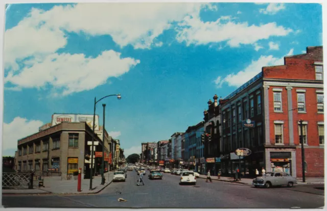 Vintage 1960s Lockport New York East Main Street Postcard Down Town View Card NY