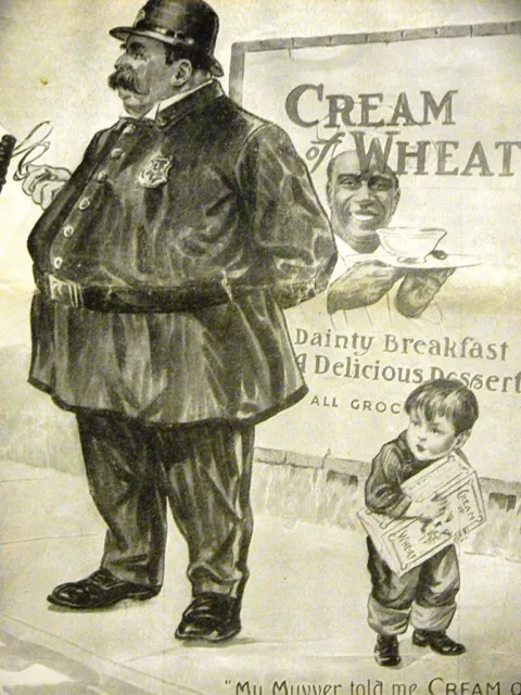 Wallace CREAM OF WHEAT Ad FAT POLICEMAN & BOY 1916 Matted