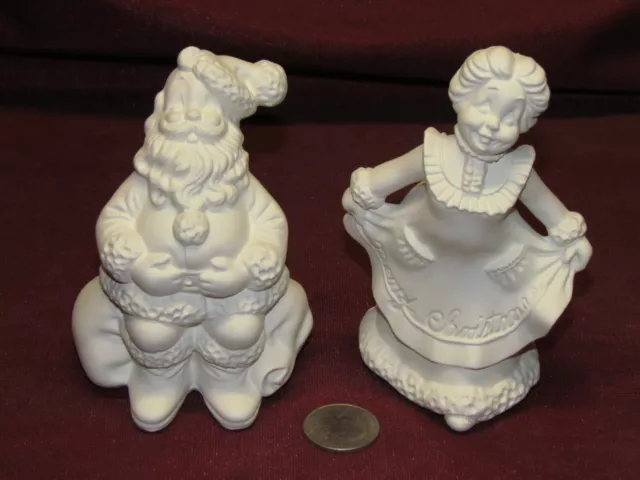 Ceramic Bisque U-Paint Small Mr and Mrs Santa Claus Ready to Paint Christmas