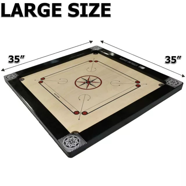 Large Carrom Board Game Size 35" x 35" With Coins & Striker Set Great for Family