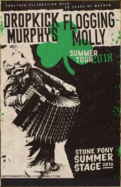 DROPKICK MURPHYS | FLOGGING MOLLY 2018 Tour Ltd Ed RARE Poster! Punk Rock Ska
