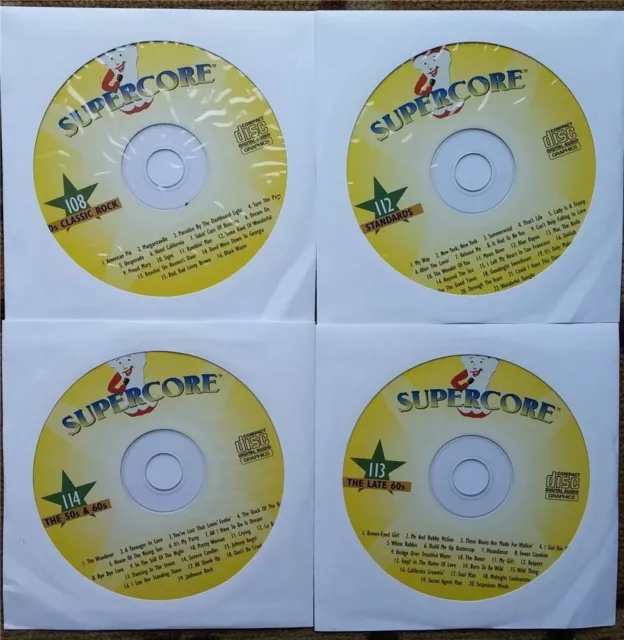 4 Cdg Karaoke Discs Oldies/Standards/Rock Supercore - Songs Music Cd Set Lot