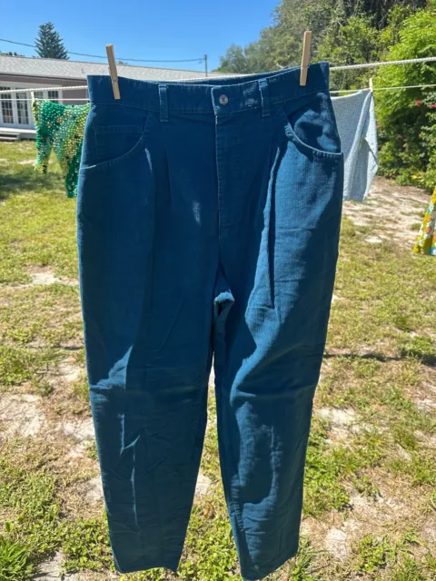 Vintage 1970's Lee's Blue Unisex Cordoury Pants Union Made Size 14