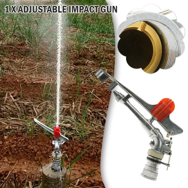 1.5" 360° Adjustable Impact Sprinkler Large Area Water Irrigation Spray Alloy