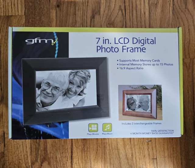 GFM 7 Inch LCD Digital Photo Frame 2 Interchangeable Frames Plays Movies & Music