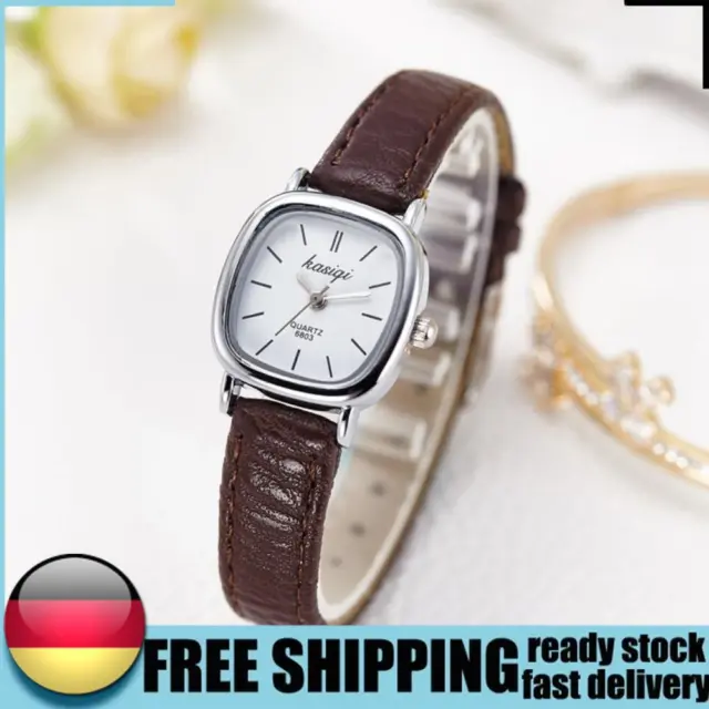 Fashion Square Watch Leather Strap Women Stainless Steel Quartz Watch Casual DE