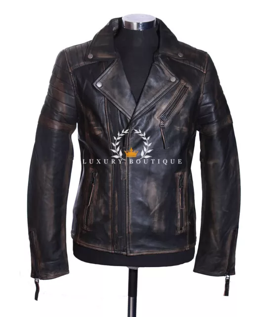 Wolverine Rust Black Men's Movie Designer Real Quilted Lambskin Leather Jacket