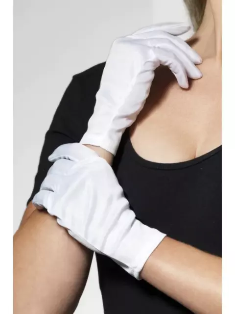 Corto Guantes Blancos Mimo Ley Santa Mujer Hombre Disfraz para Navidad Accesorio