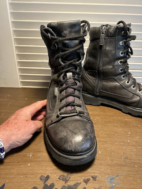 HARLEY DAVIDSON LEATHER Motorcycle Boots Black Gore Tex Mens Size 9.5 £ ...