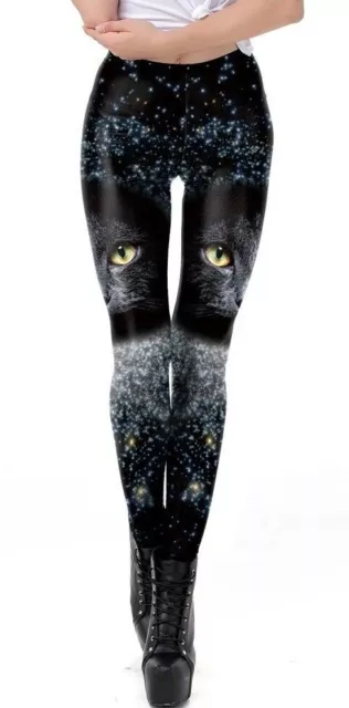Women Girls Leggings Sports Yoga Pants Digital 3D Printed Cat Face