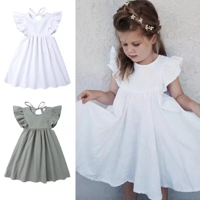 AU Toddler Baby Girl Princess Dress Kids Wedding Birthday Party Solid Tutu Dress