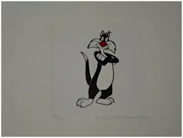 Warner Brothers Studio Sylvester Original Etching Signed No'd Cartoon Framed