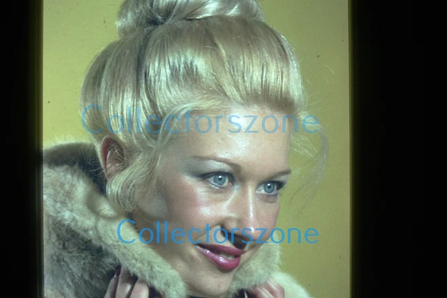35mm Slide 1970's Glamour Fashion Portrait Woman Blonde Hair fur coat pic 1