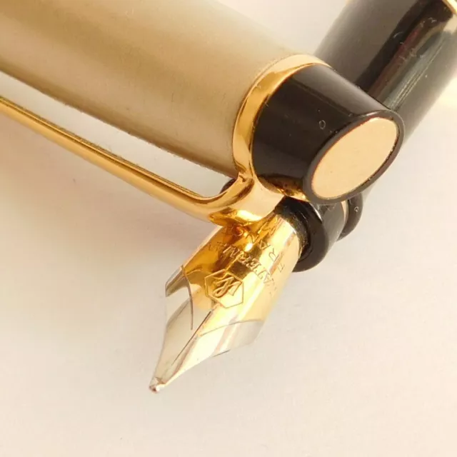 Pluma estilográfica Waterman Paris Expert II beige y negro oro bordado M pluma estilográfica Francia 1998