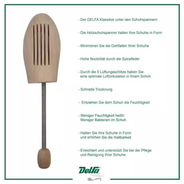 Delfa Set aus 3 Paar Holz Schuhspanner Schuhformer mit Spiralfeder Gr. 36-48 2