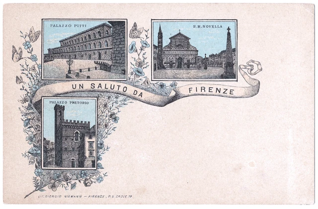 Toscana - Un Saluto Da Firenze - Cromolitografica - Vedutine - F.p. - 1900.