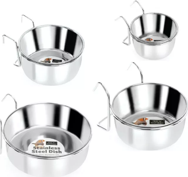 SHARPLES COOP CUP WITH HOOK HOLDER 7cm, 9cm, 12cm 15cm : Cage Feed Drink Bowl bp 2