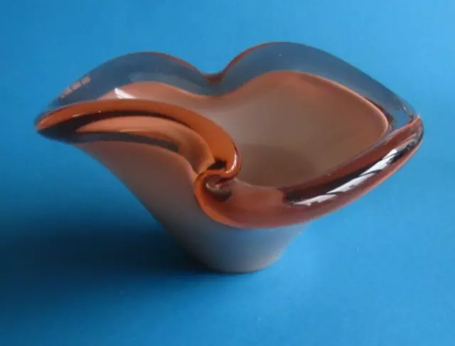 VIDEO ALFREDO BARBINI POCKETS? MURANO 1960 heavy glass bowl d 19cm h 10cm