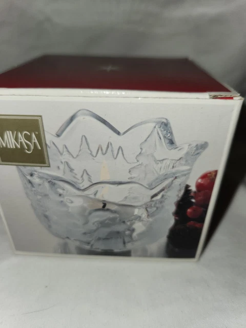 Mikasa Christmas Story Crystal Clear Glass Votive Tea Light Candle Holder 3" 2