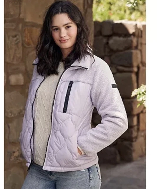 Women's Koolaburra by UGG Mixed-Media Fleece Jacket Coat, Lilac, Size SMALL