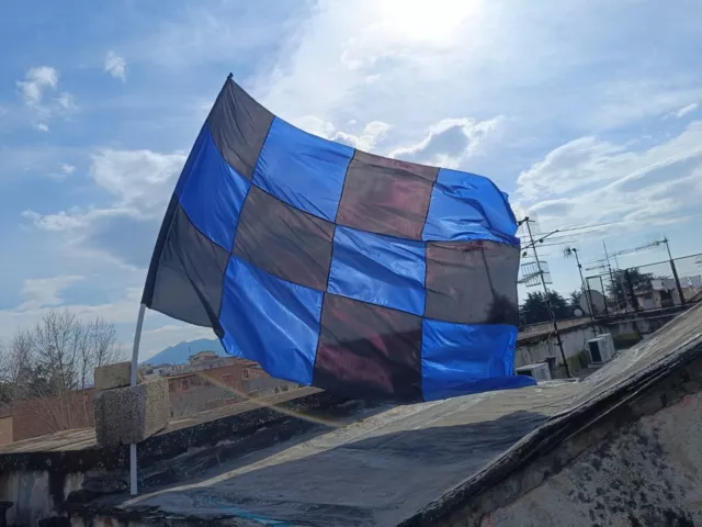 Bandiera Nerazzurra 270x210 CM+ OMAGGIO- ARTIGIANALE A Scacchi - Scudetto Milano