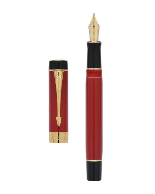 Pluma estilográfica de resina roja oscura Jinhao 100 EF/F/M/pluma doblada pluma regalo oficina regalo bolígrafo de tinta 3