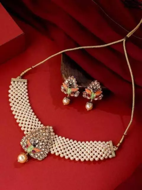 Ensemble collier et boucles d'oreilles indiens Bollywood en alliage plaqué... 2