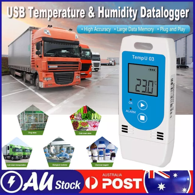 USB Temperature Humidity Data Logger Reusable RH Data Humiture Recorder AU