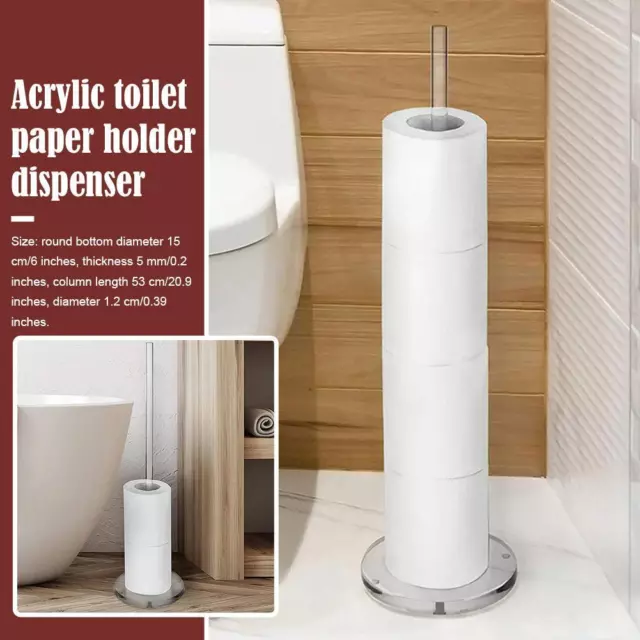 Toilet Roll Holder Freestanding Loo Paper Tissue Roll Dispenser Acrylic Bathroo-