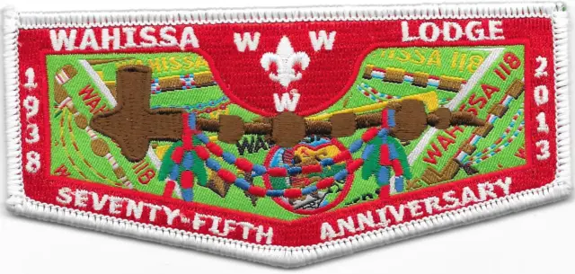 S? Wahissa Lodge 118 75th Anniversary Flap Boy Scouts of America NCOA