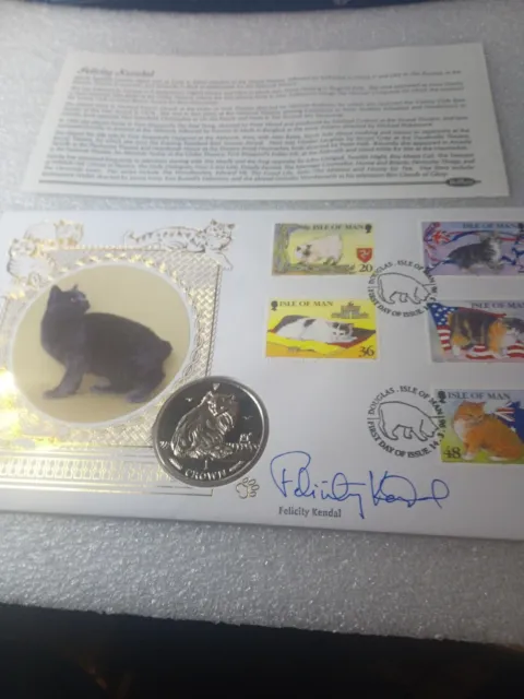 Benham 1996 Isle Of Man Cats Coin Cover Signed By Felicity Kendal