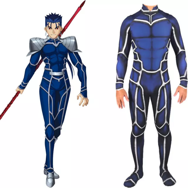 Fate Grand Order Caster Cú Chulainn Jumpsuit Cosplay Adult Kids Bodysuits Zentai