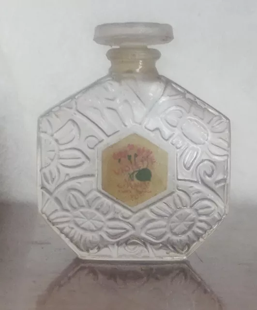 Ancien Parfum Violette de Mury 20 ml. Bouchon émeri. Étiquette. Vide. Bon état