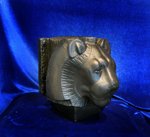 Egyptian Sekhmet Bust Lion Relief Museum Replica Figural Scarab Goddess Black