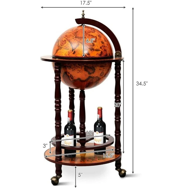 16th Century Wood Globe Wine Bar Stand