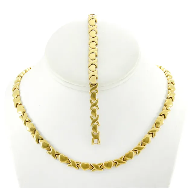 Wholesale LOT Hugs Kisses 14K Gold Tone Stainless Steel XOXO Necklace Bracelet