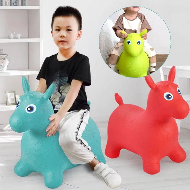 Children Inflatable Rides KIDS HORSE ANIMAL Inflatable Space Hopper Ride On Jumping Bouncy Toy ...