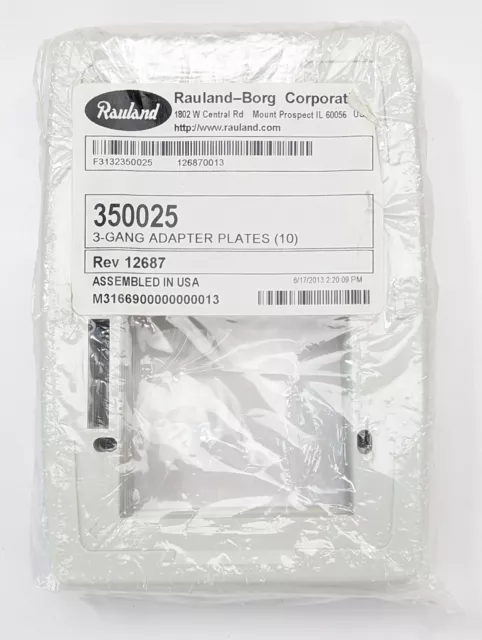 Rauland Responder 5 350025 3-Gang Adapter Plates (10)