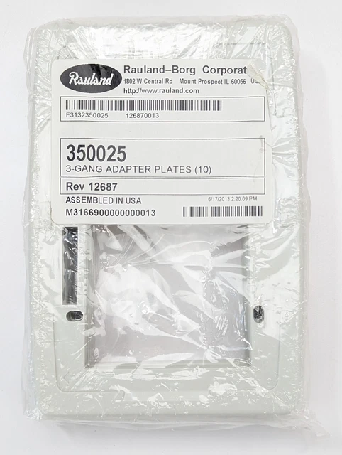 Rauland Responder 5 350025 3-Gang Adapter Plates (10)