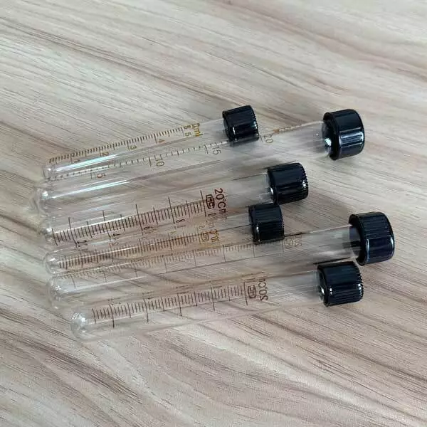 Round-bottomed Borosilicate Glass Tubes Chemistry High Temperature w/ Scale Cap