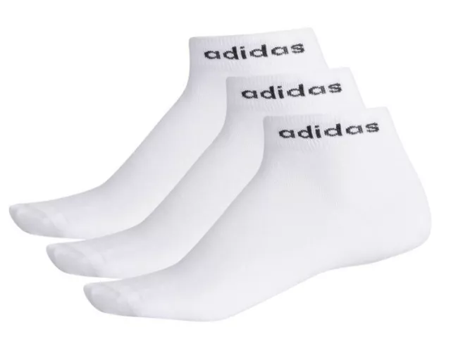 3 PACK - Adidas Logo Ankle Sports Socks - White - Mens Womens Unisex