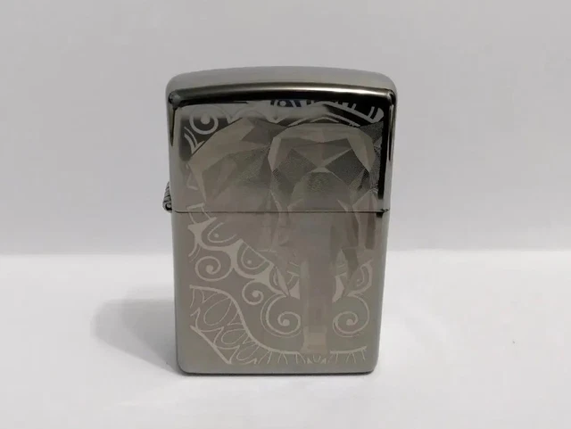 Zippo 2021 Elephant Black Ice Fancy Fill Laser Design Case No Insert No Box Read 3