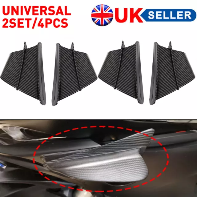 4x Carbon Fiber Black Motorcycle Aerodynamic Winglets Side Spoilers Dynamic Wing