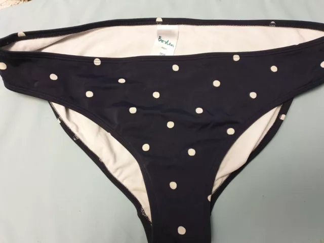 Boden - Womens Navy Blue And White Spot Bikini Bottoms - Size 18