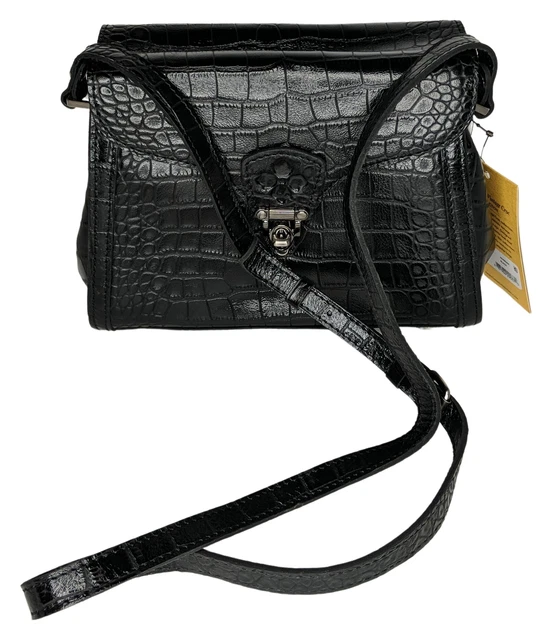 Patricia Nash Sz Small Leather Ashmore Satchel Black Handbag A461771