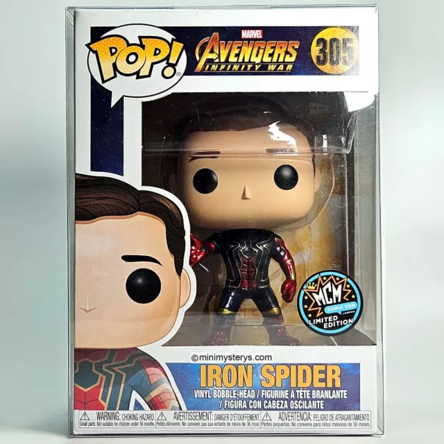 Funko Pop! Iron Spider Unmasked #305 MCM London Comic Con Exc + Pop Protector